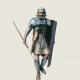 Outfit of ancient warriors: a legionary from the era of Trajan A round device in the center of the shield of a Roman legionnaire