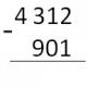 Pengurangan bilangan, rumus Pengurangan bilangan multi digit dengan kolom nol